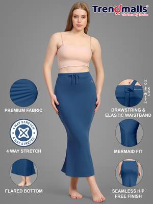 Trendmalls Blue Lycra Spandex Saree Shapewear Skirt Petticoat for Women 6