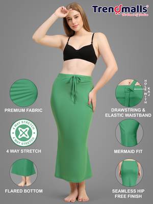 Trendmalls Green Lycra Spandex Saree Shapewear Skirt Petticoat for Women 6