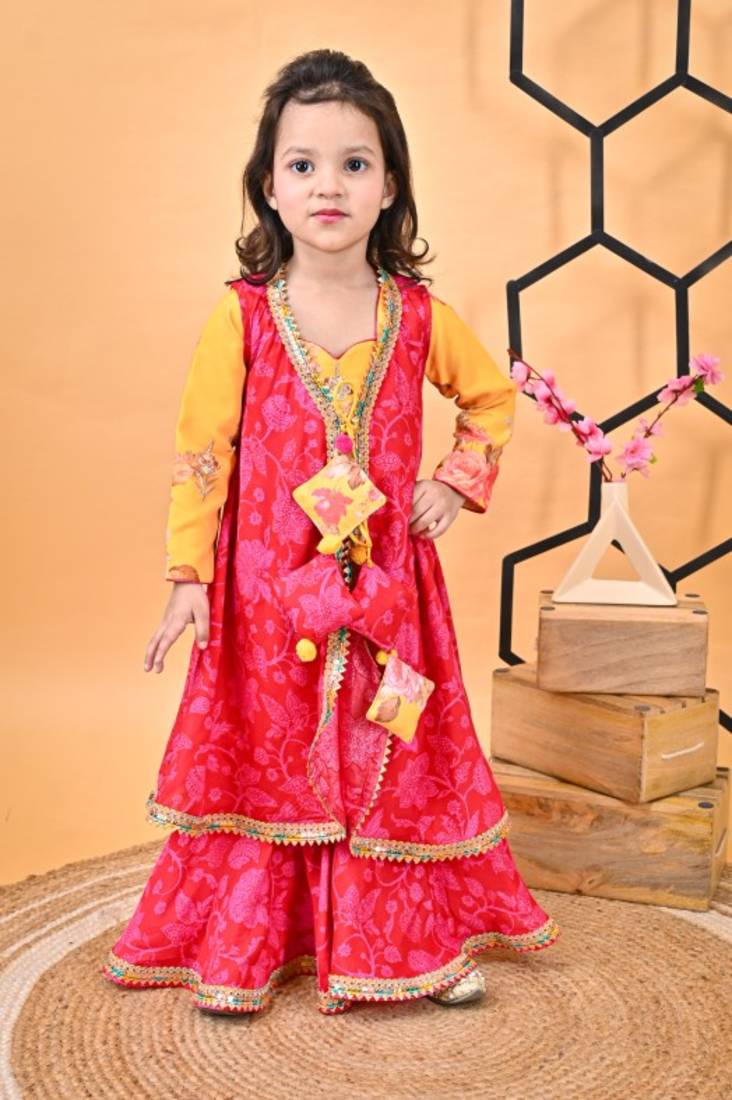 Yellow Kurti Red sharara set