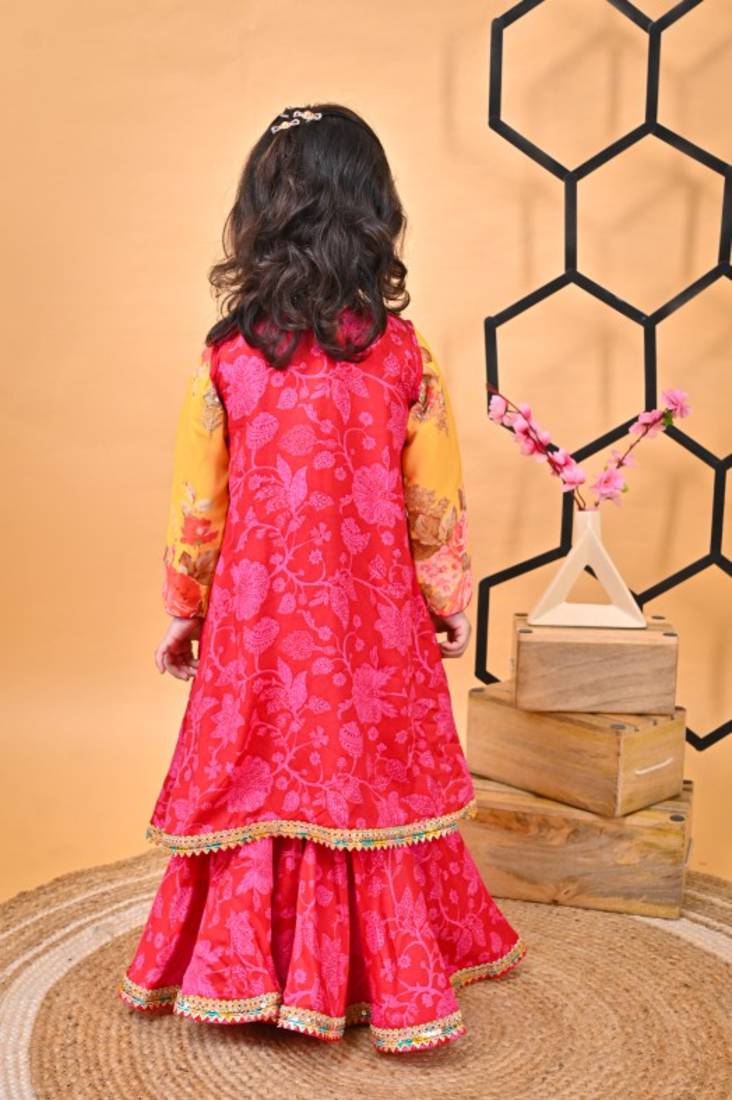Yellow Kurti Red sharara set