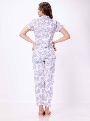 Hollyhock Luxe Lounge Premium Front-Open tie-dye Grey Nightwear Set 3