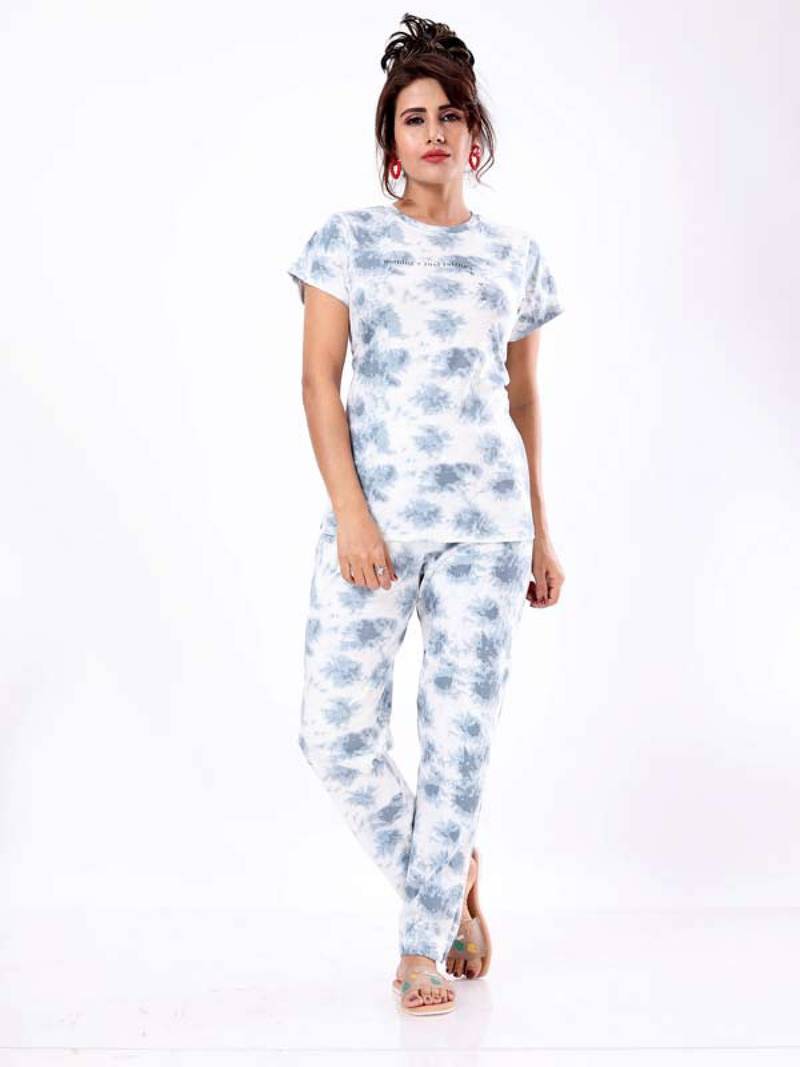 Hollyhock Luxe Lounge: Premium tie-dye T-shirt Pant Nightwear