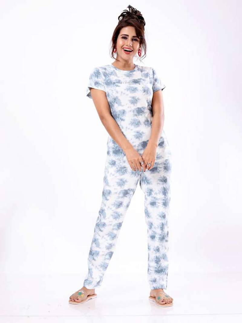 Hollyhock Luxe Lounge: Premium tie-dye T-shirt Pant Nightwear