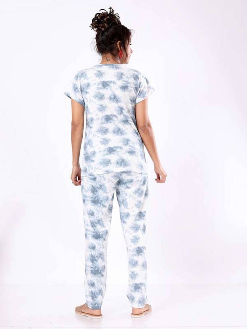 Hollyhock Luxe Lounge: Premium tie-dye T-shirt Pant Nightwear
