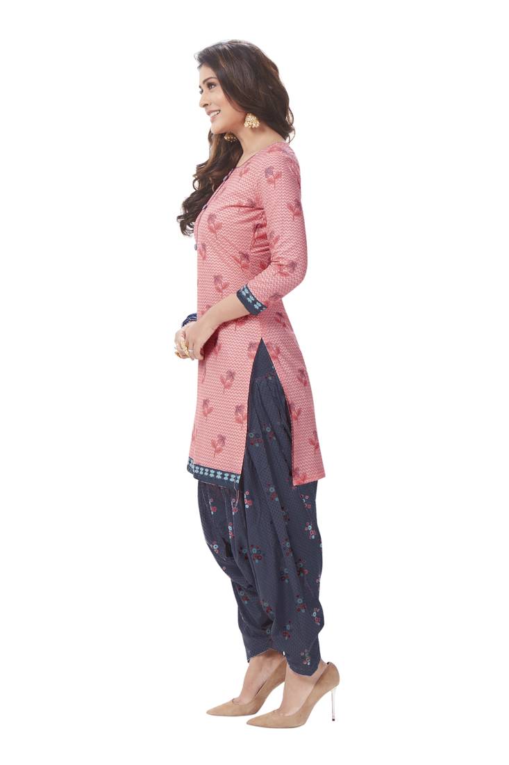 Unstitched crepe salwar suit material printed