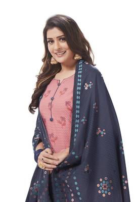 Unstitched crepe salwar suit material printed 4