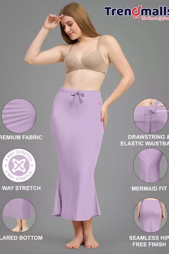 Trendmalls Women's Plain Purple Cotton Petticoat Skirts Saree Silhouette Shape Wear Dress