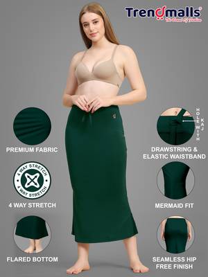 Trendmalls Green Plain Cotton Soft Saree Shape wear Petticoat for Women 6