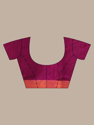 Magenta cotton saree with zari border 5