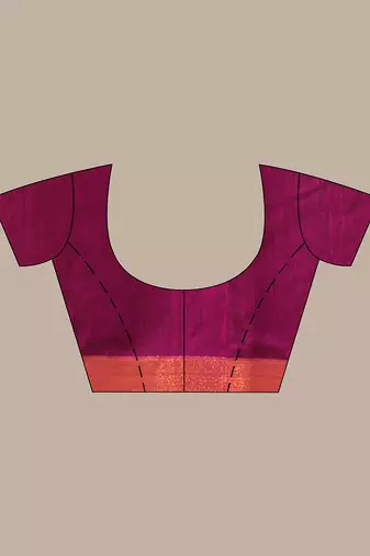Magenta cotton saree with zari border
