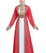 Georgette red embroidered stone work jacket and belt
