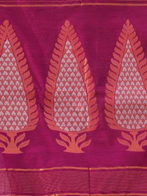 Purple cotton saree with woven designs and zari border 4