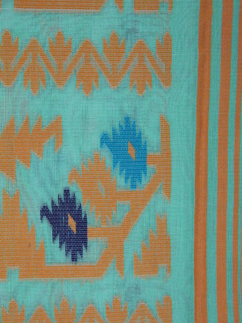 Pinkloom Women'S Green Hand_Woven Cotton Jamdani Saree Without Blouse