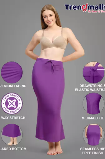 Trendmalls Women's Plain Purple Cotton Petticoat Skirts Saree Silhouette Shape Wear Dress