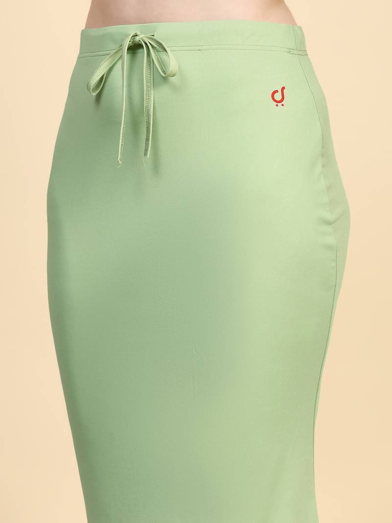 Women's Plain Green Cotton Petticoat Skirts Saree Silhouette Shape Wear Dress