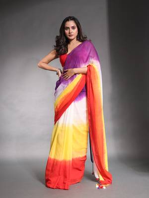 Multicolor Pure Cotton Tie & Dye Saree 1