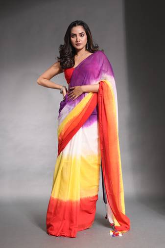 Multicolor Pure Cotton Tie & Dye Saree