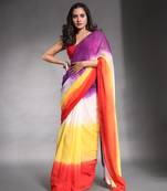 Multicolor Pure Cotton Tie & Dye Saree