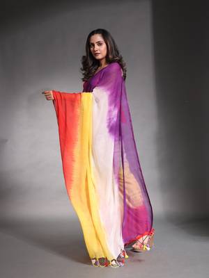 Multicolor Pure Cotton Tie & Dye Saree 2