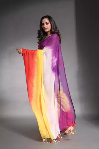 Multicolor Pure Cotton Tie & Dye Saree