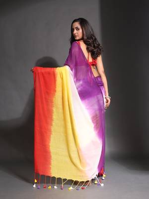Multicolor Pure Cotton Tie & Dye Saree 3