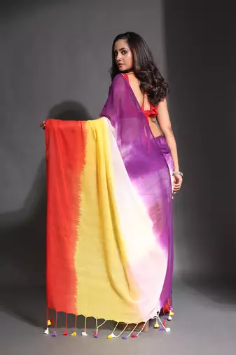 Multicolor Pure Cotton Tie & Dye Saree