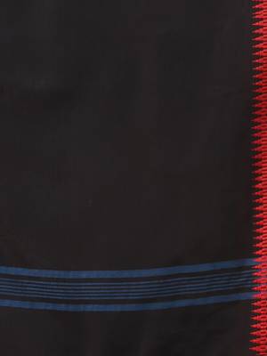Teal blue pure cotton saree with temple border 4