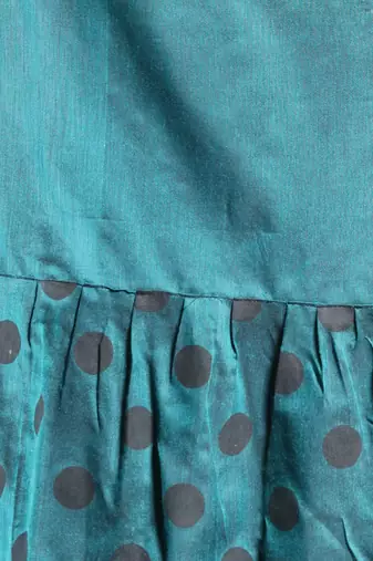 Teal pure cotton ruffle saree