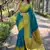 Sea Blue Soft Silk Floral Border Contrast Zari Woven Saree