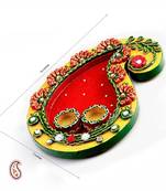 Keri Design Wood And Clay Work Pooja Thali