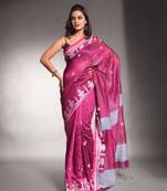 Purple cotton silk saree with texture border