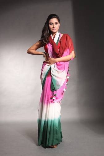 Multicolor Pure Cotton Tie & Dye Saree Without Blouse