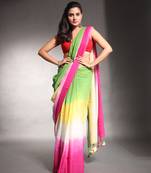 Multicolor Pure Cotton Tie & Dye Saree Without Blouse