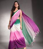 Multicolor Pure Cotton Tie & Dye Saree Without Blouse