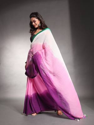 Multicolor Pure Cotton Tie & Dye Saree Without Blouse 2