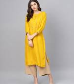 Yellow yoke design kurta