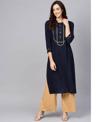 Blue yoke design kurta 1