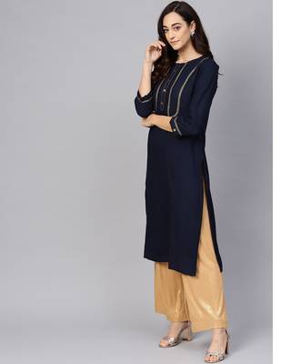 Blue yoke design kurta 2