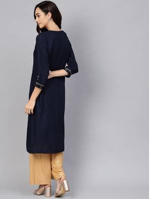 Blue yoke design kurta 3