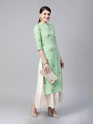 Mint green striped straight kurta 2
