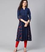 Blue floral ethnic kurta