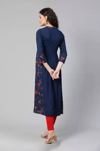 Blue floral ethnic kurta