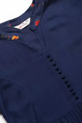 Blue floral ethnic kurta