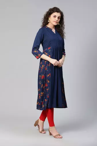 Blue floral ethnic kurta