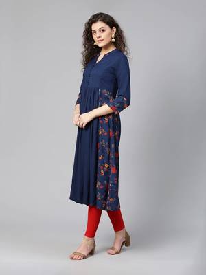 Blue floral ethnic kurta 5