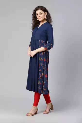 Blue floral ethnic kurta