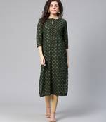 Olive green ethnic straight kurta