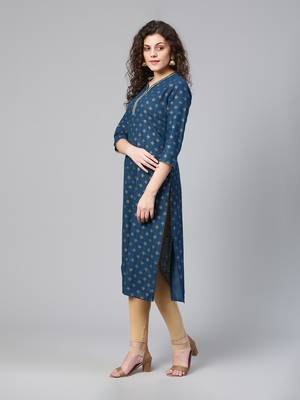 Indigo blue ethnic straight kurta 4