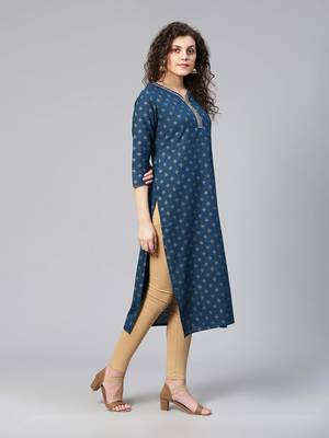 Indigo blue ethnic straight kurta 5