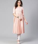 Peach striped flared kurta
